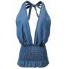 Street Style Halter Plunge Neck taille élastique Denim Femme s 'Tank Top - Bleu S