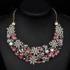 Magnifique cristaux Faux strass Floral Collier géométrique pour les femmes - Rose 