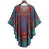 Stylish Women's Scoop Neck Flower and Leaves Print Batwing Dress - multicolore ONE SIZE(FIT SIZE XS TO M)