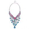 Gorgeous Faux Gem Floral Water Drop Tassel Necklace For Women - multicolore 