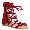 Leisure Cross Straps and Flock Design Women's Sandals - RED 38