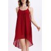 Chic Spaghetti Strap Asymmetric Backless Women's 'Chiffon Dress - Rouge L