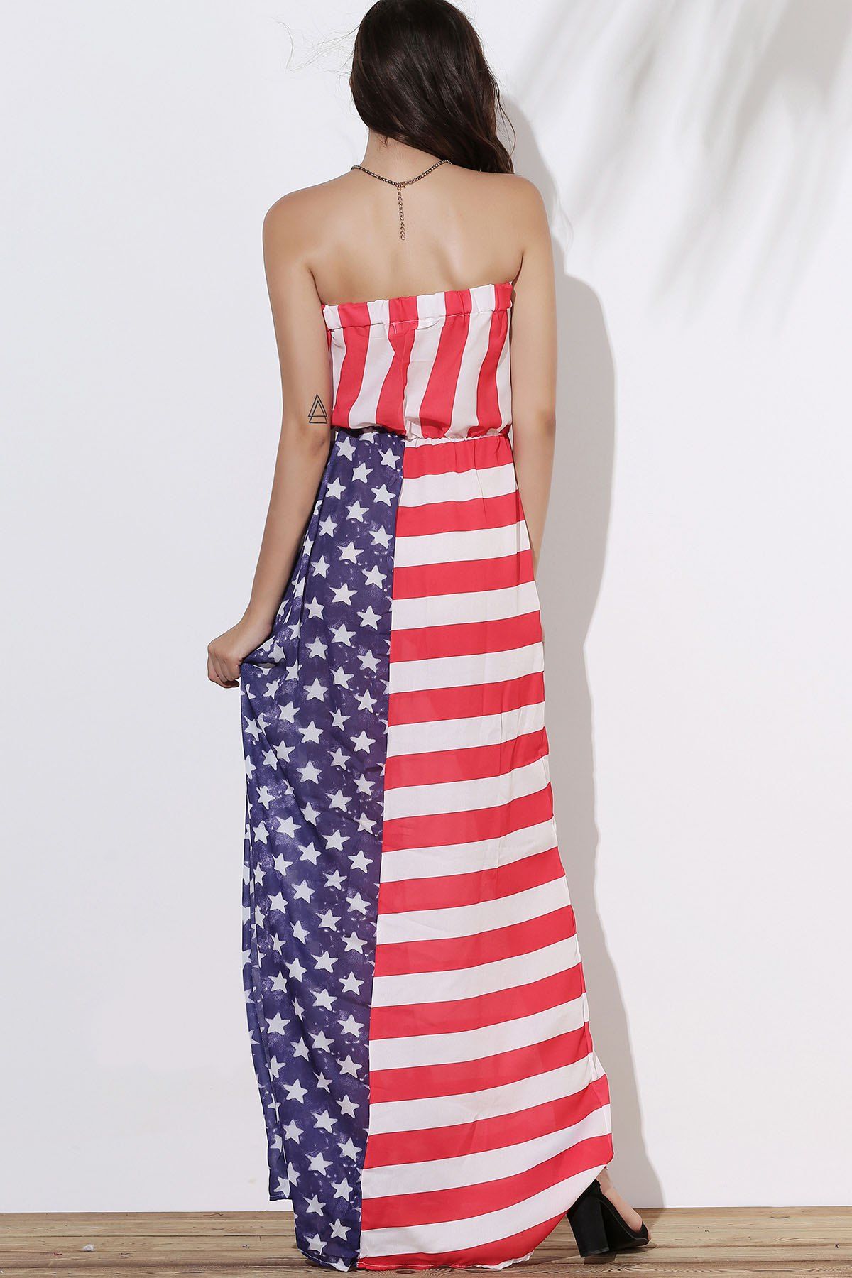 [26% OFF] 2021 Strapless American Flag Print Floor Length Dress In ...
