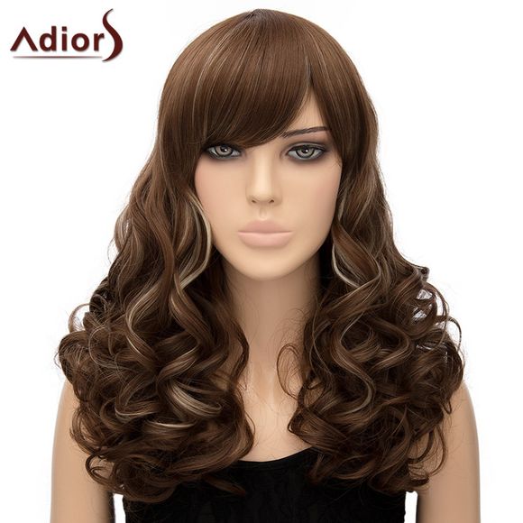 Women 's  Trendy Adiors Curly Longue Bang Side haute température fibre perruque - multicolore 