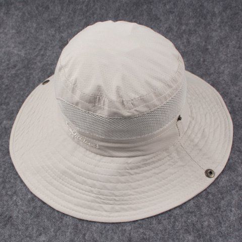 Stylish Breathable Net and Letters Embroidery Embellished Pattern Men's Bucket Hat - Blanc Cassé 