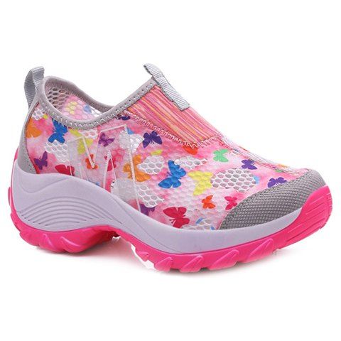 Trendy Butterfly Pattern and Multicolor Design Women's Athletic Shoes - Rose 38