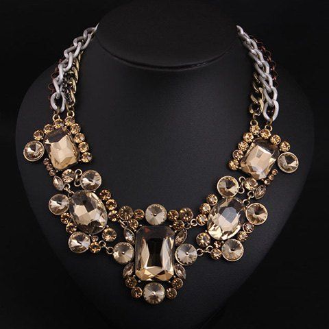 Gorgeous Rhinestone Crystal Hollow Out Necklace For Women - Champagne 