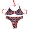 Trendy Géométrique Print Halter Bikini Costume Maillots de bain pour les femmes - multicolore M