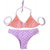 Trendy Halter Géométrique Imprimer Bikini Costume Maillots de bain pour les femmes - Pourpre S