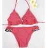 Trendy Halter Flounce Bikini Costume Maillots de bain pour les femmes - Rouge S