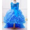 Round Neck Sequin Embellish Haut Robe Bas multicouches de Sweet Girl  - Bleu clair 150