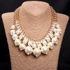 Magnifique Layered Faux collier de perles strass pour les femmes - Blanc 