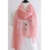 Chic Five-Pointed Stars Embroidery Solid Color Women's Voile Scarf - Rose 