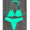 Séduisante Solid Color Double Halter Neck femmes s 'Bikini Set - Vert XL