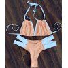 Élégant Color Block Double Halter Neck femmes s 'Bikini Set - Orange Rose L