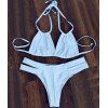 Élégant Pure Color Double Halter Cut Out femmes s 'Bikini Set - Blanc M