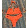 Doux Pure Color Double Halter Cut Out femmes s 'Bikini Set - Tangerine S