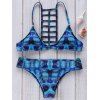 Bikini Set Séduisante Spaghetti Strap creux Printed femmes - Bleu XL