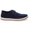 Trendy Lace-Up and Splicing Design Men's Canvas Shoes - Bleu 39