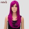 Attractive longue Rose queue droite synthétique Adduction Side Bang femmes s 'Adiors Perruque - Rose 