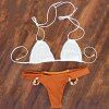 Séduisante Halter Neck perlé Self-Tie femmes s 'Bikini Set - Orange S