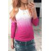 T-shirt à encolure dégagée à manches longues Casual femmes Ombre Lace-Up - Rose L