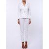 Stylish Long Sleeve Lapel Solid Color Blazer + Skinny Pants Women's Twinset - WHITE XL