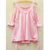 Sweet Women's Flare Sleeve Hollow Out Scoop Neck Blouse - Rose ONE SIZE(FIT SIZE XS TO M)