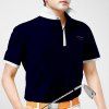 Color Block Letter Print Turn-Down Collar manches courtes hommes  's Polo T-Shirt - Cadetblue XL