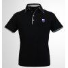 Vérifié Spliced ​​Badge col rabattu manches courtes hommes  's Polo T-Shirt - Noir XL