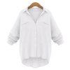 Casual Women's Shirt Collar Asymmetric Solid Color Long Sleeve Blouse - Blanc XL