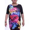 Elégant col rond manches 3/4 Colorful Floral Print Plus Size Women Dress  's - multicolore 3XL