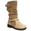 Stylish Splicing and Buckles Design Mid-Calf Boots For Women - Brun Légère 37