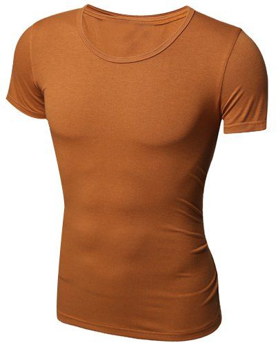 Simple Style col rond T-shirt de couleur à manches courtes hommes solides - Jaune L