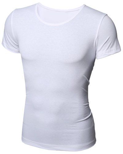 

Simple Style Round Neck Solid Color Short Sleeve Men's T-Shirt, White