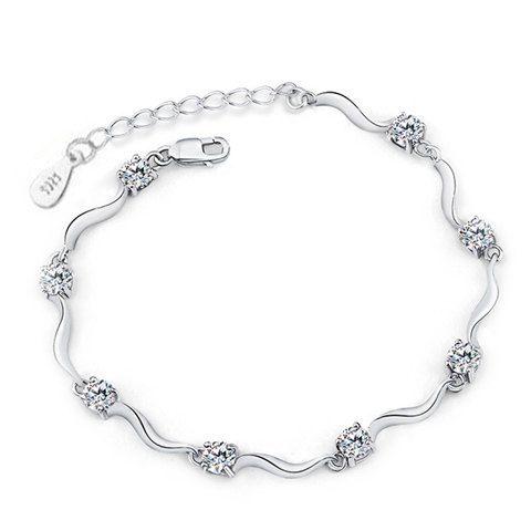 Élégant strass Twisted Bracelet chaîne pour les femmes - Argent 