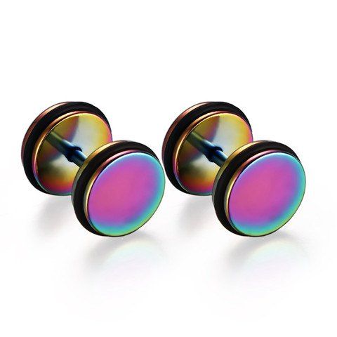 Paire de Chic Colored Stainless Steel Cercle Boucles d'oreilles pour les hommes - multicolore 