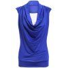 T-Shirt Femme élégante  's manches courtes volantée Spliced ​​design - Bleu L