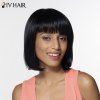 Perruque Style Boho Cheveux Humain Tendance avec Frange pour Femme - Noir Profond 