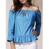 Graceful Off-The-épaule manches longues à volants bleu femmes s 'Blouse - Azur S