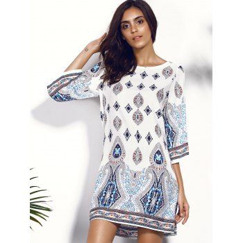 Casual Floral Printed Hollow Out Chiffon Shift Dress