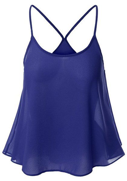

Simple Design Spaghetti Strap Candy Color Women's Tank Top, Sapphire blue