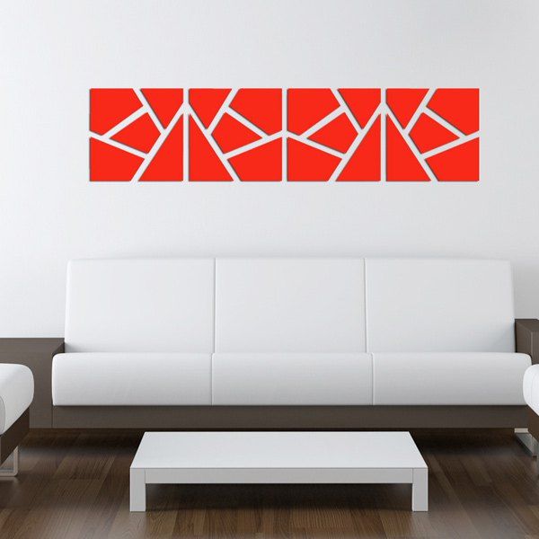 

Chic 3D DIY Tortoise Striped Mirror Wall Stickers For Livingroom Bedroom Decoration, Red