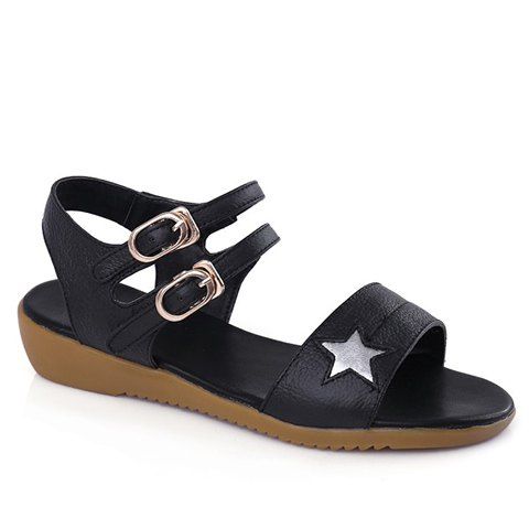 Motif Star Sweet and Sandals Double Buckle design Femmes  's - Noir 36