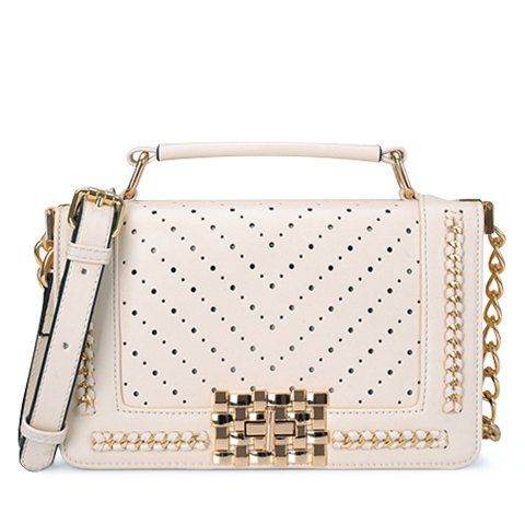 

Fashion Solid Color and Hollow Out Design Women's Tote Bag, Milk white