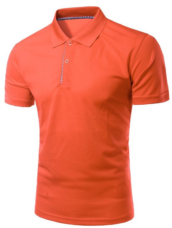 Solid Color Slimming col rabattu manches courtes hommes  's Polo T-Shirt - Tangerine 2XL