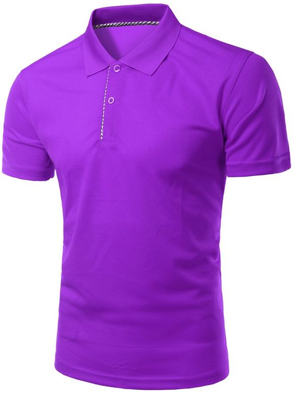 Solid Color Slimming col rabattu manches courtes hommes  's Polo T-Shirt - Pourpre M