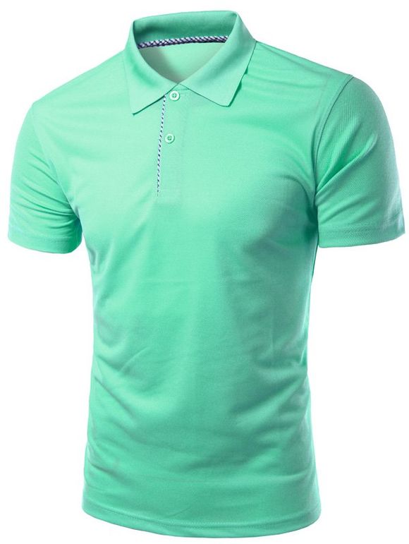 Solid Color Slimming col rabattu manches courtes hommes  's Polo T-Shirt - Vert Cristal 2XL
