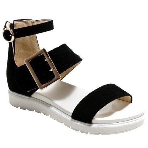 Trendy Suede and Sandals Zipper design Femmes  's - Noir 38