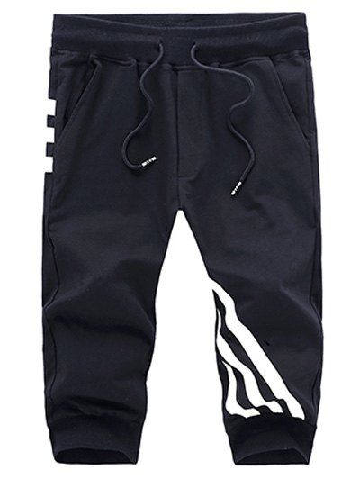 Casual Men's Striped Printed Sports Shorts - Noir M